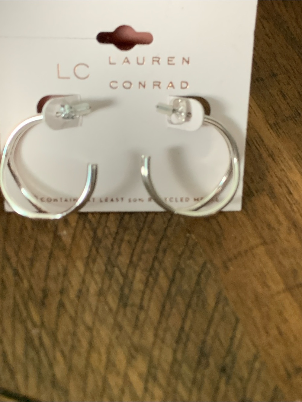 LC Lauren Conrad Shiny Silver Open Hoop Earrings